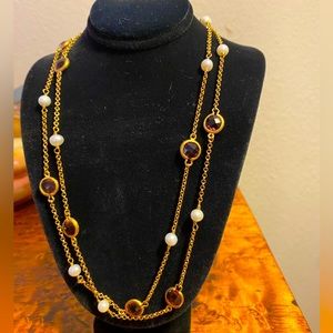 Ralph Lauren Crystal and Faux Pearl 24 Inch Necklace